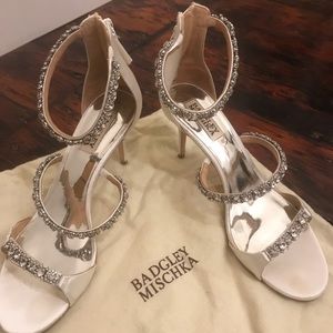 Badgley Mischka white strappy heels! Barely worn!